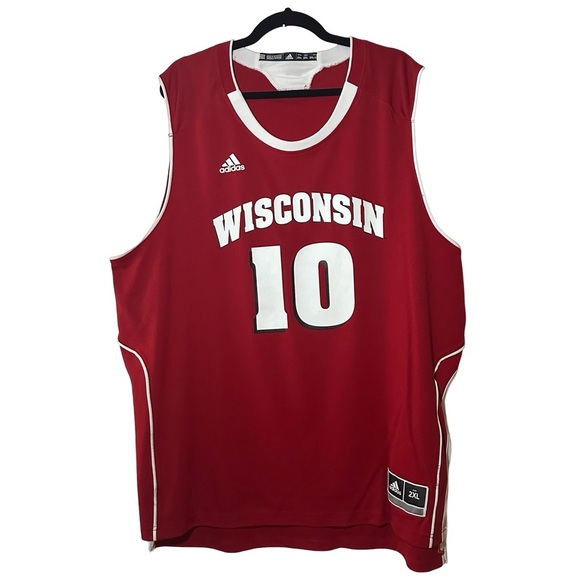 #10 University of Wisconsin red Big Ten Basketball Jersey  Adidas adult XXL - Picture 1 of 9